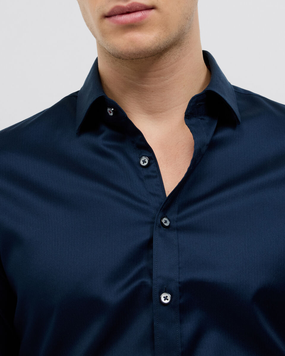 Accent Stretch Long Sleeve Shirt, Navy, hi-res